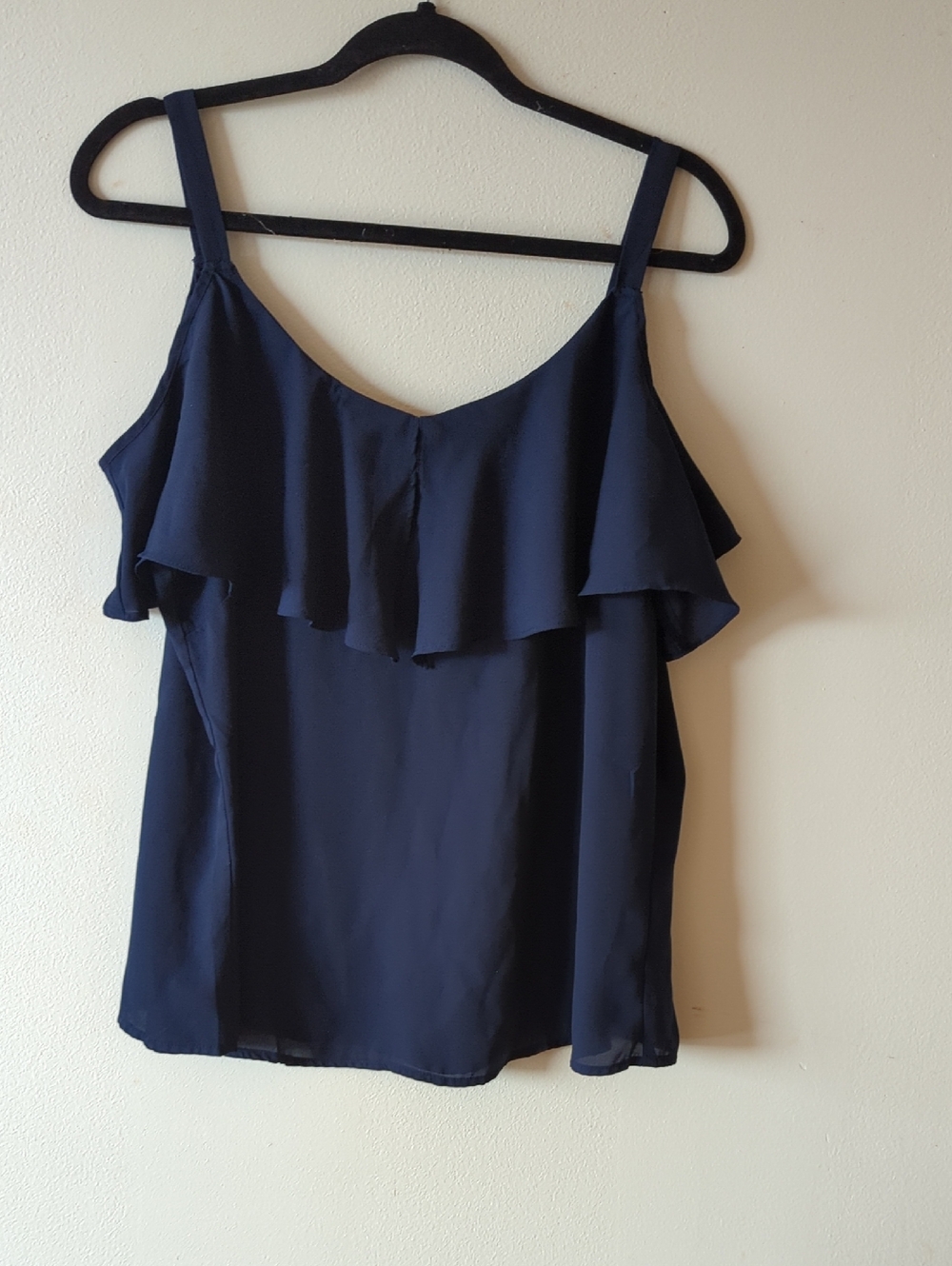 7th Avenue Design Studio New York & Company Women's Navy Ruffle Strap Cami XL